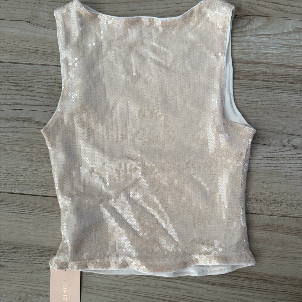 Sequin Sleeveless Top - Cream